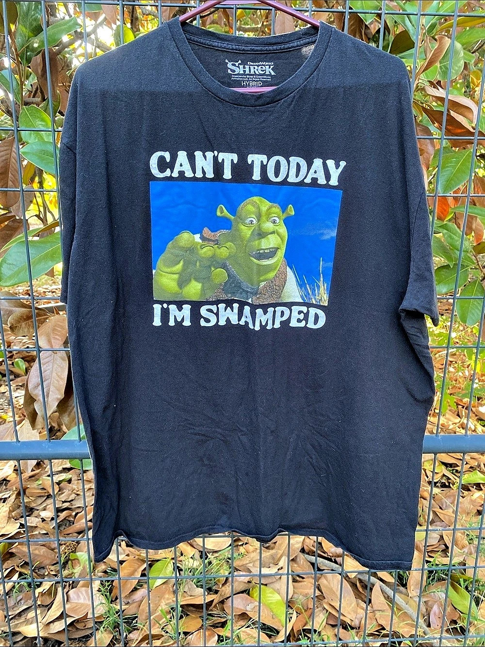 DreamWorks Shrek "Can't Today I'm Swamped" Graphic T-Shirt Size XXL Black